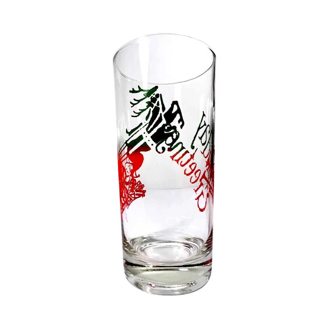 Vintage Santa and Sleigh Holiday Greetings Glasses (Set of 6)