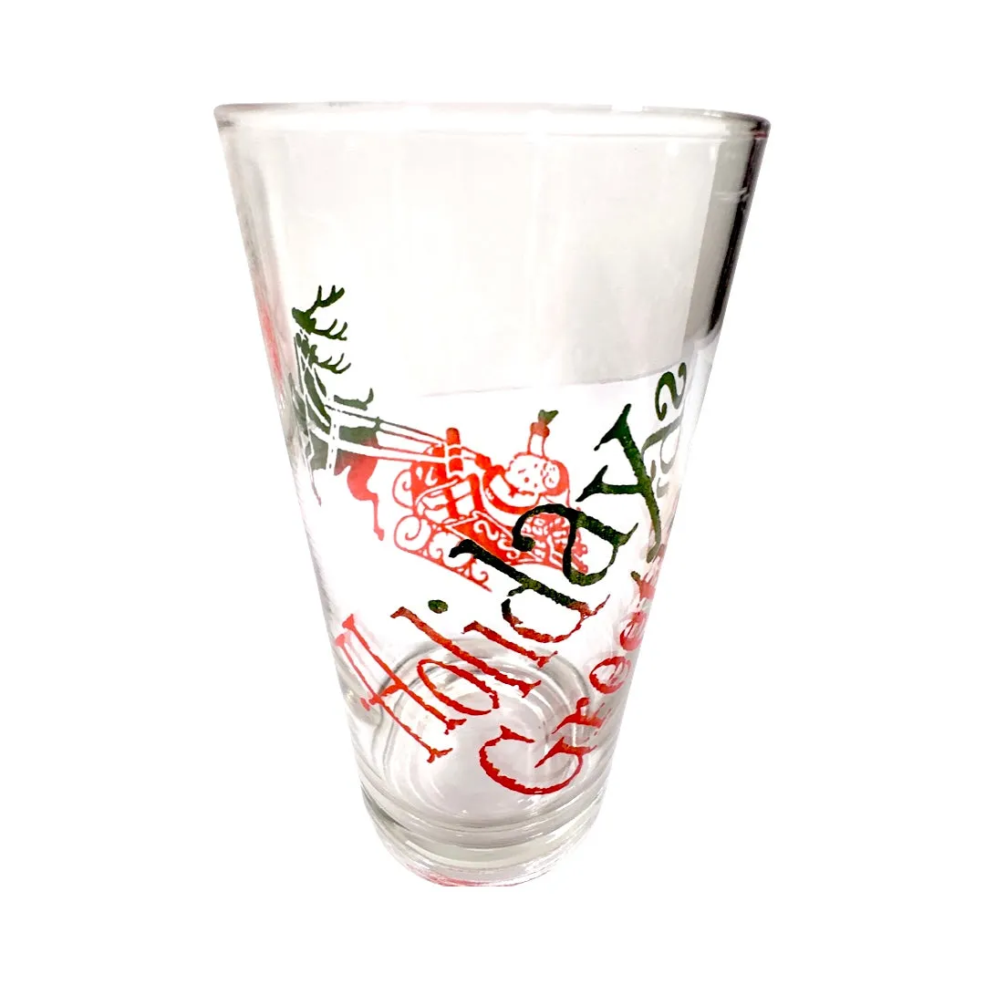 Vintage Santa and Sleigh Holiday Greetings Glasses (Set of 6)