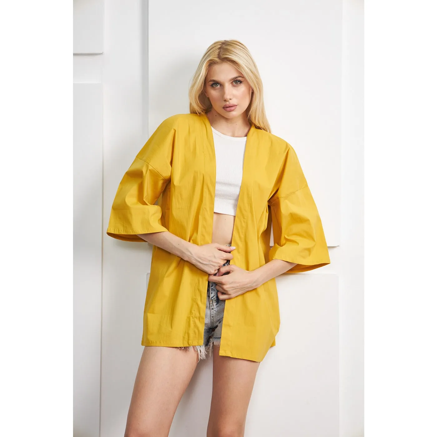 Yellow Kimono Shawl Jacket