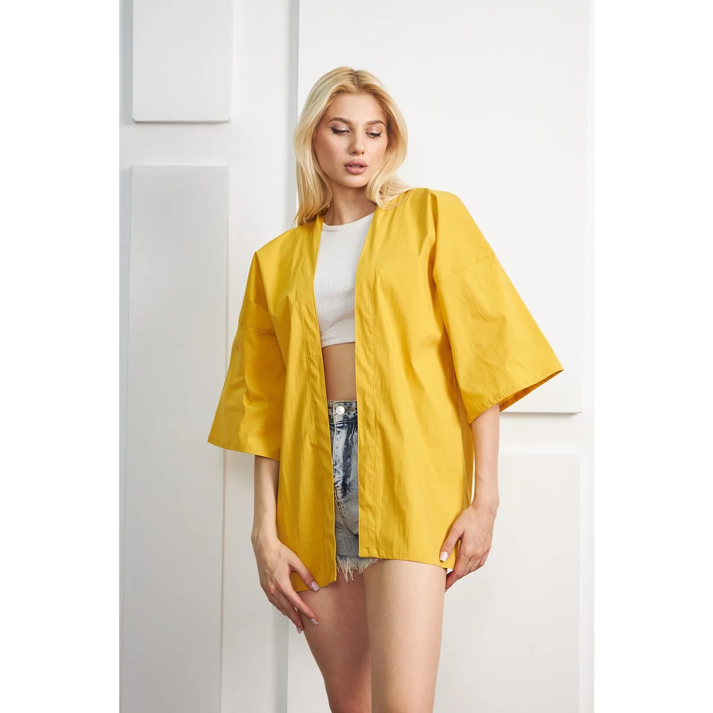 Yellow Kimono Shawl Jacket